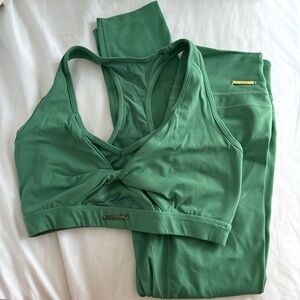 Whitney Simmons green Gymshark set